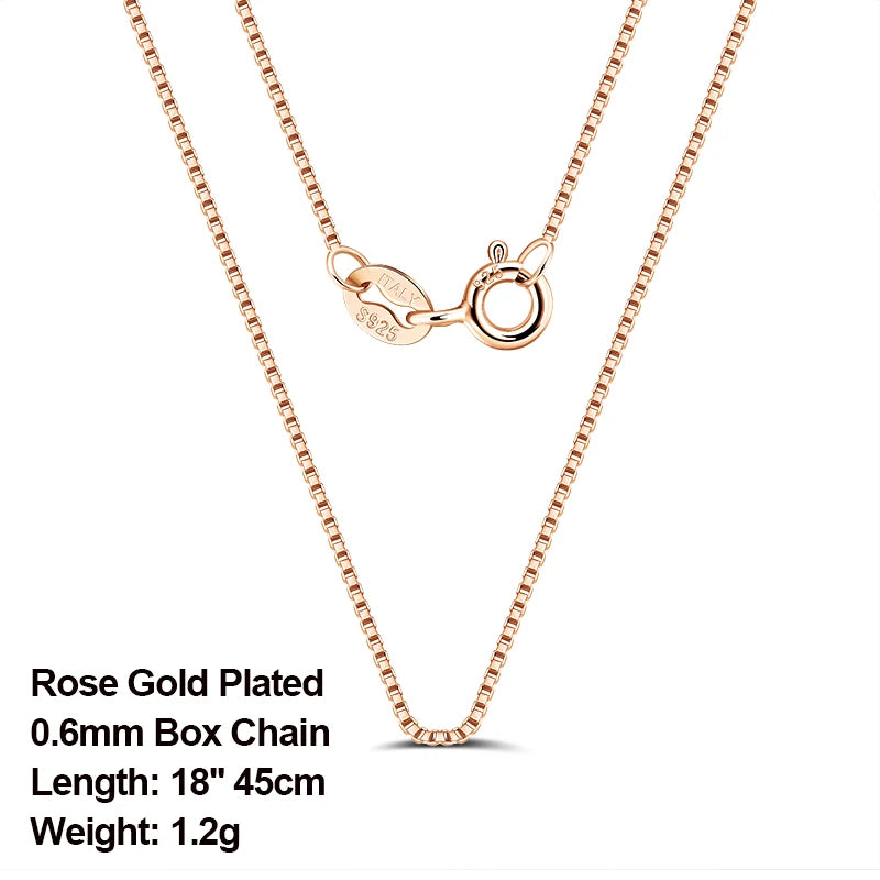 925 Sterling Silver Box Chain Necklaces 40-60cm