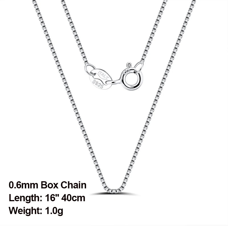 925 Sterling Silver Box Chain Necklaces 40-60cm