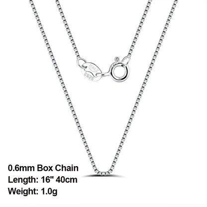 925 Sterling Silver Box Chain Necklaces 40-60cm