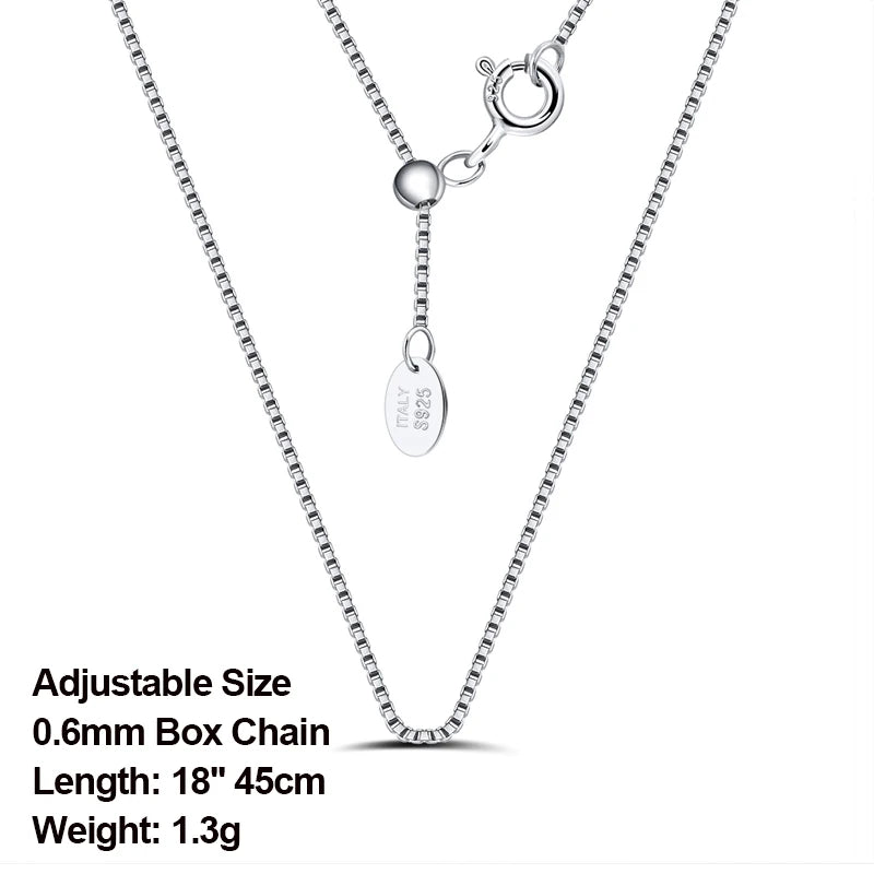 925 Sterling Silver Box Chain Necklaces 40-60cm