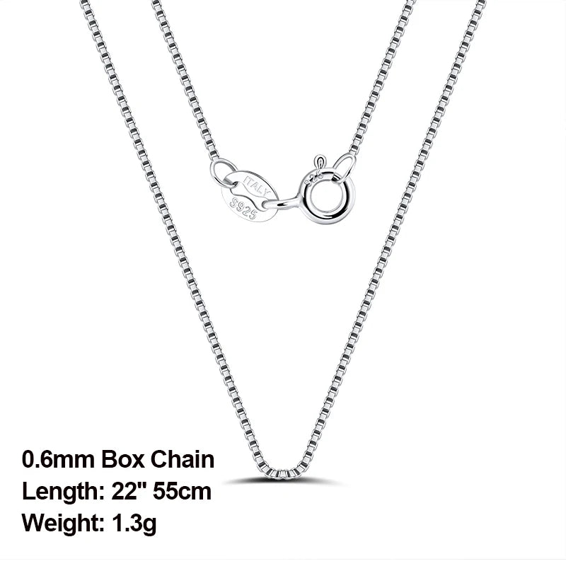 925 Sterling Silver Box Chain Necklaces 40-60cm