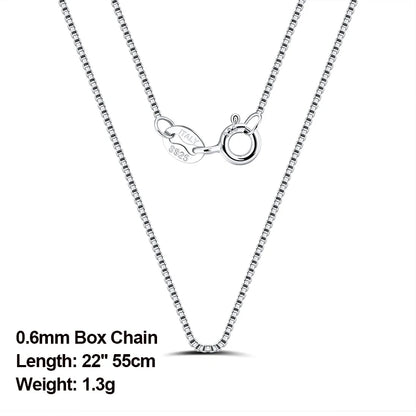 925 Sterling Silver Box Chain Necklaces 40-60cm