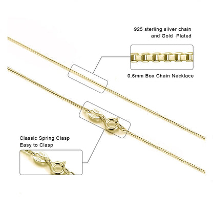 925 Sterling Silver Box Chain Necklaces 40-60cm