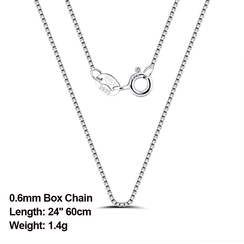 925 Sterling Silver Box Chain Necklaces 40-60cm