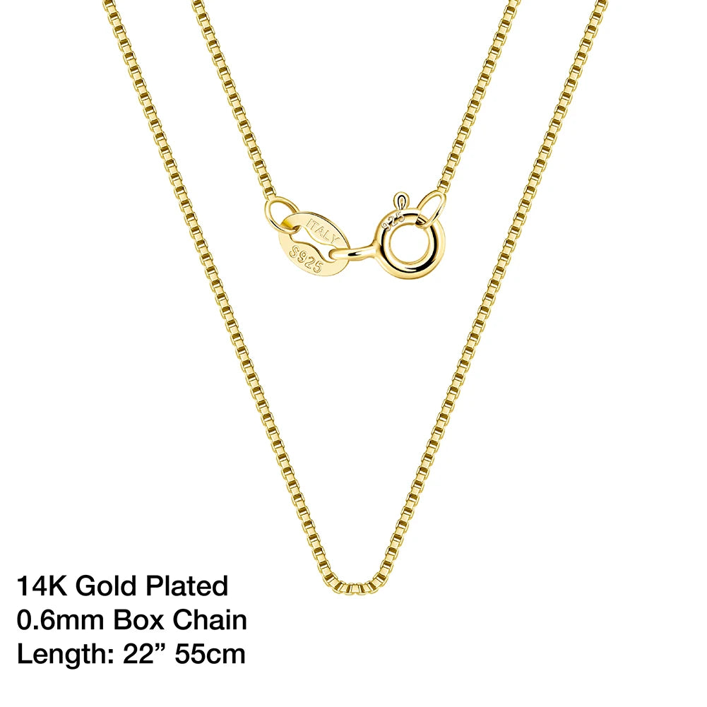 925 Sterling Silver Box Chain Necklaces 40-60cm