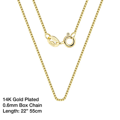 925 Sterling Silver Box Chain Necklaces 40-60cm