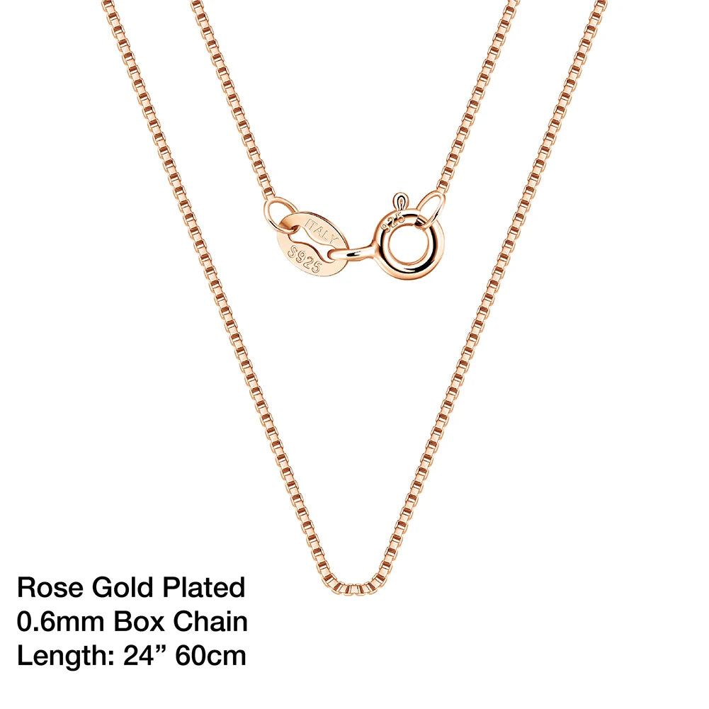 925 Sterling Silver Box Chain Necklaces 40-60cm