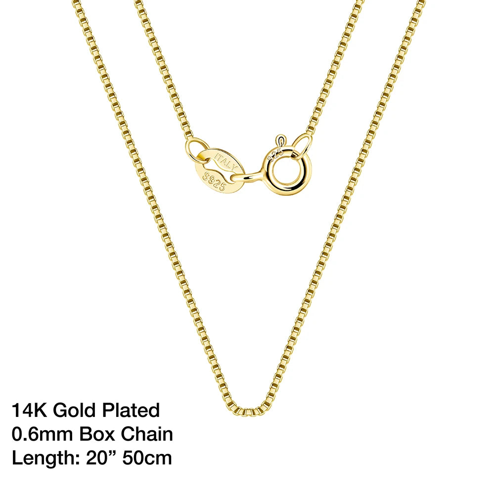 925 Sterling Silver Box Chain Necklaces 40-60cm