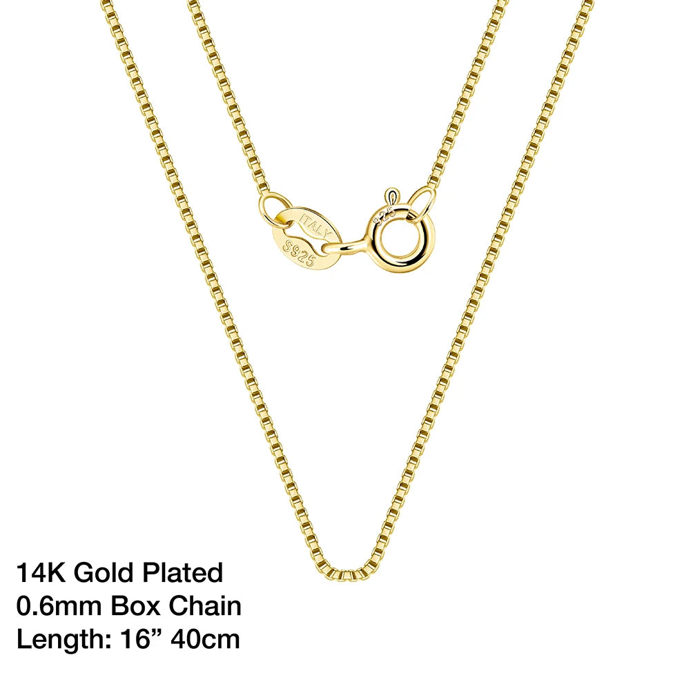 925 Sterling Silver Box Chain Necklaces 40-60cm
