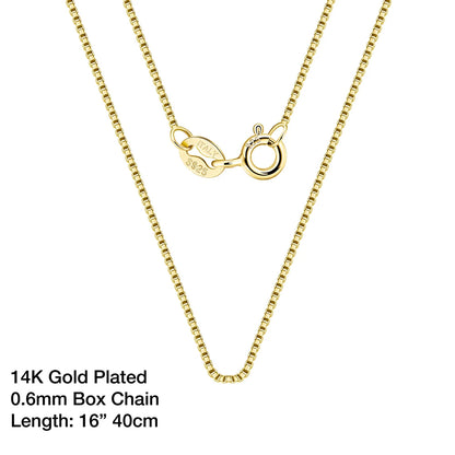 925 Sterling Silver Box Chain Necklaces 40-60cm