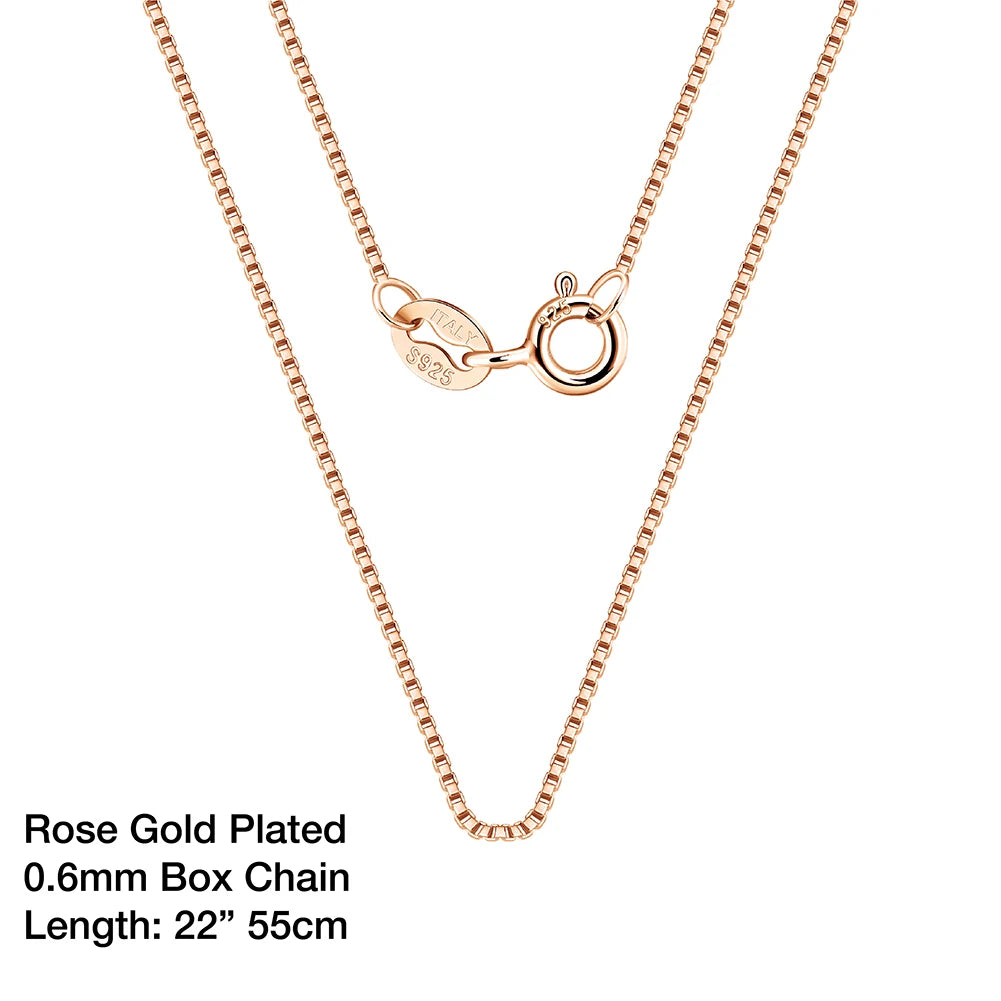 925 Sterling Silver Box Chain Necklaces 40-60cm