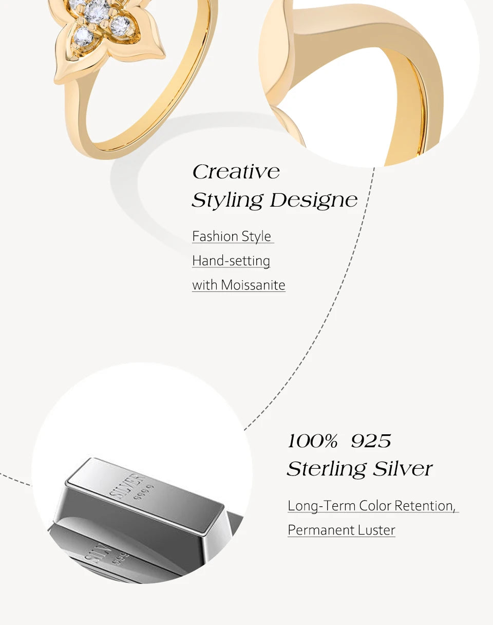Gold and silver rings with text on a white background