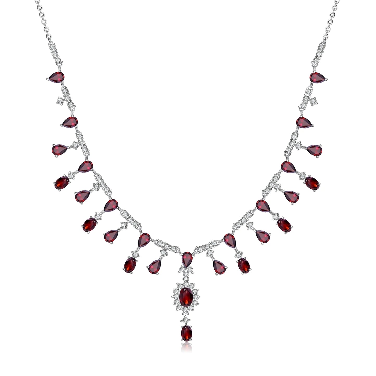 GEM'S BALLET 15,2Ct Naturalny Czerwony Granat Naszyjnik 925 Srebro Kamień Szlachetny Ślubny Naszyjnik Ślubny Dla Kobiet Biżuteria Ekskluzywna
