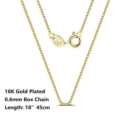 925 Sterling Silver Box Chain Necklaces 40-60cm