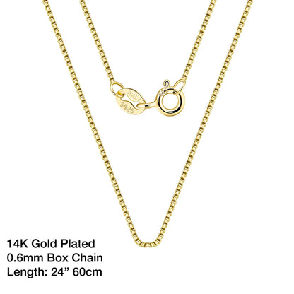 925 Sterling Silver Box Chain Necklaces 40-60cm