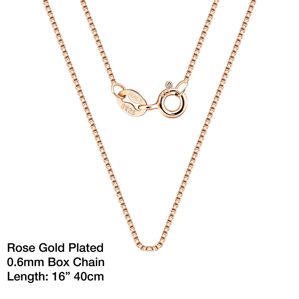 925 Sterling Silver Box Chain Necklaces 40-60cm