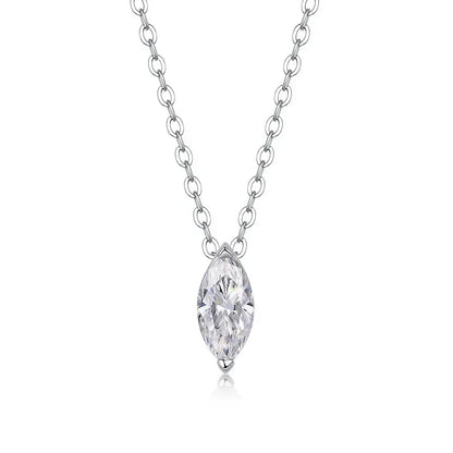 Silver chain necklace featuring a single marquise-cut white stone pendant, from the Bianco Nero collection.


