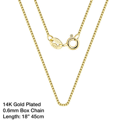 925 Sterling Silver Box Chain Necklaces 40-60cm