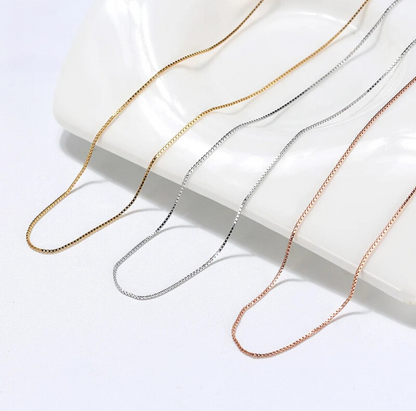 925 Sterling Silver Box Chain Necklaces 40-60cm